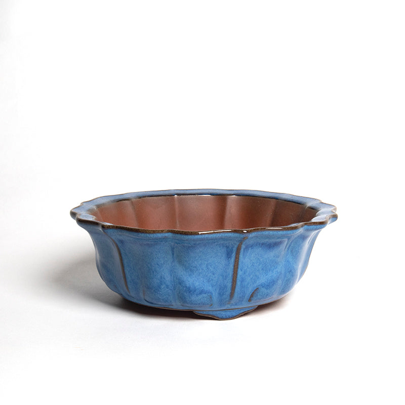 Blue Round Glazed Pot