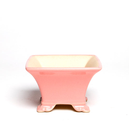 Square Pink Glazed Pot
